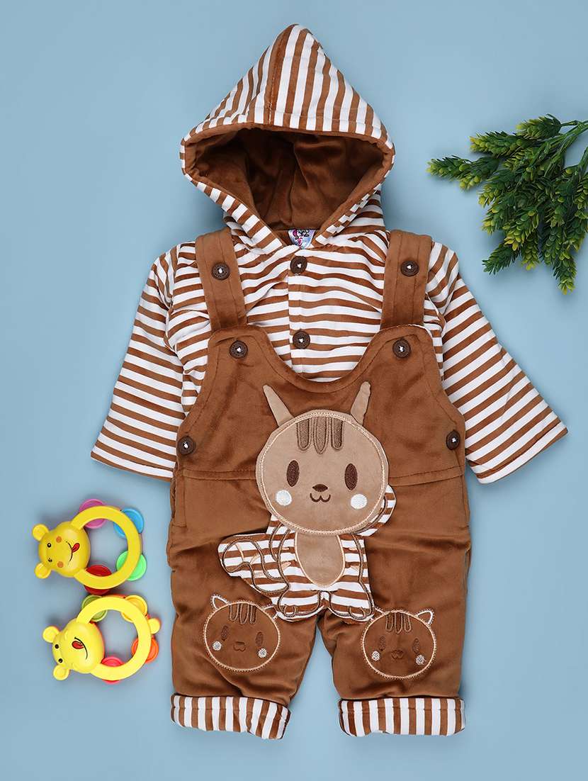 kids striped long sleeve winterwear dungaree