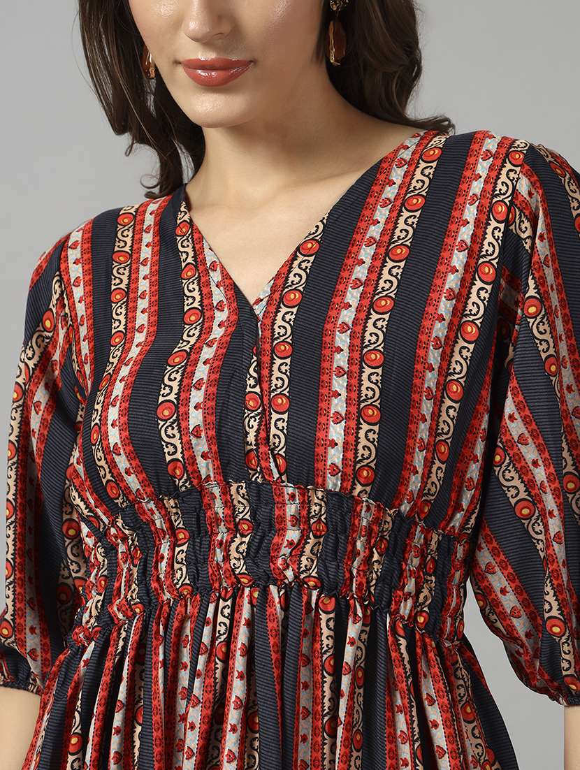 women printed puff sleeve maxi tiered dress - 22089238 -  Standard Image - 3