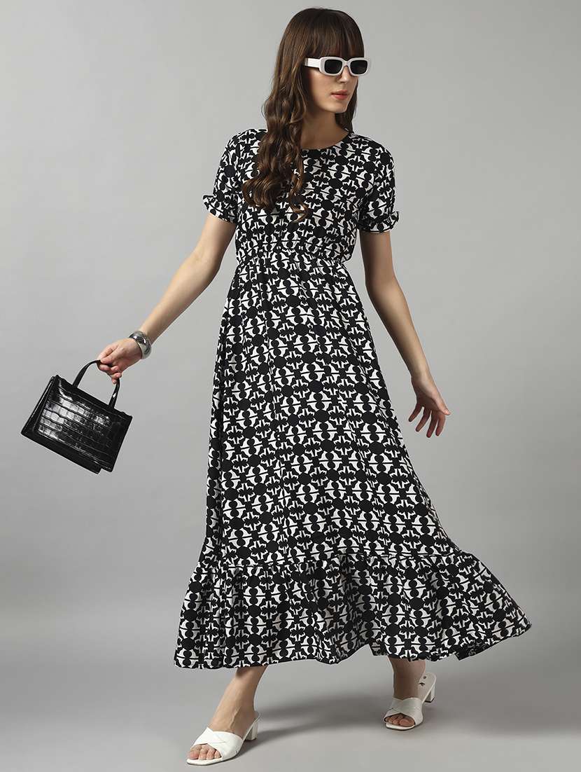 women printed puff sleeve tiered dress - 22089288 -  Zoom Image - 0