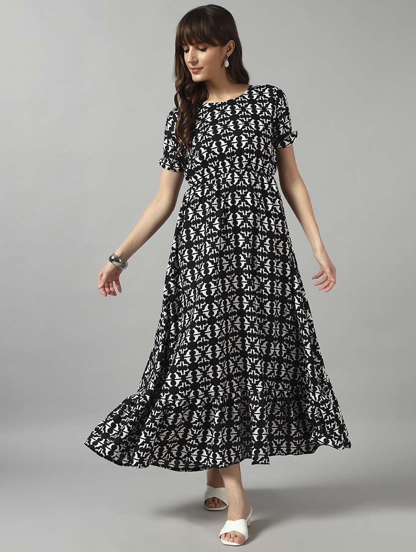 women printed short sleeve tiered dress - 22089290 -  Zoom Image - 0