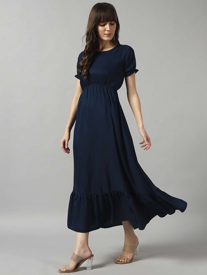 women solid puff sleeve tiered dress - 22089322 - Zoom Image - 0