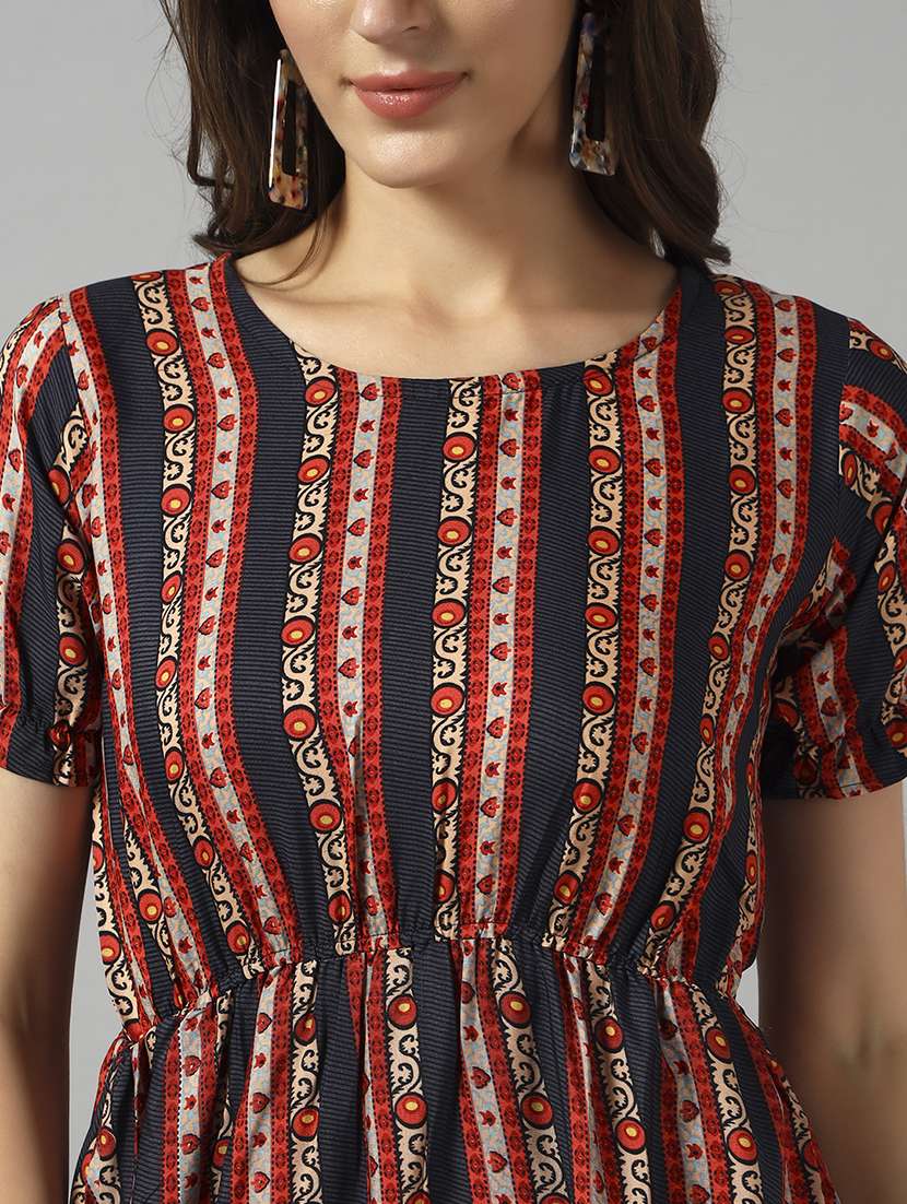 women printed short sleeve tiered dress - 22089336 -  Standard Image - 3