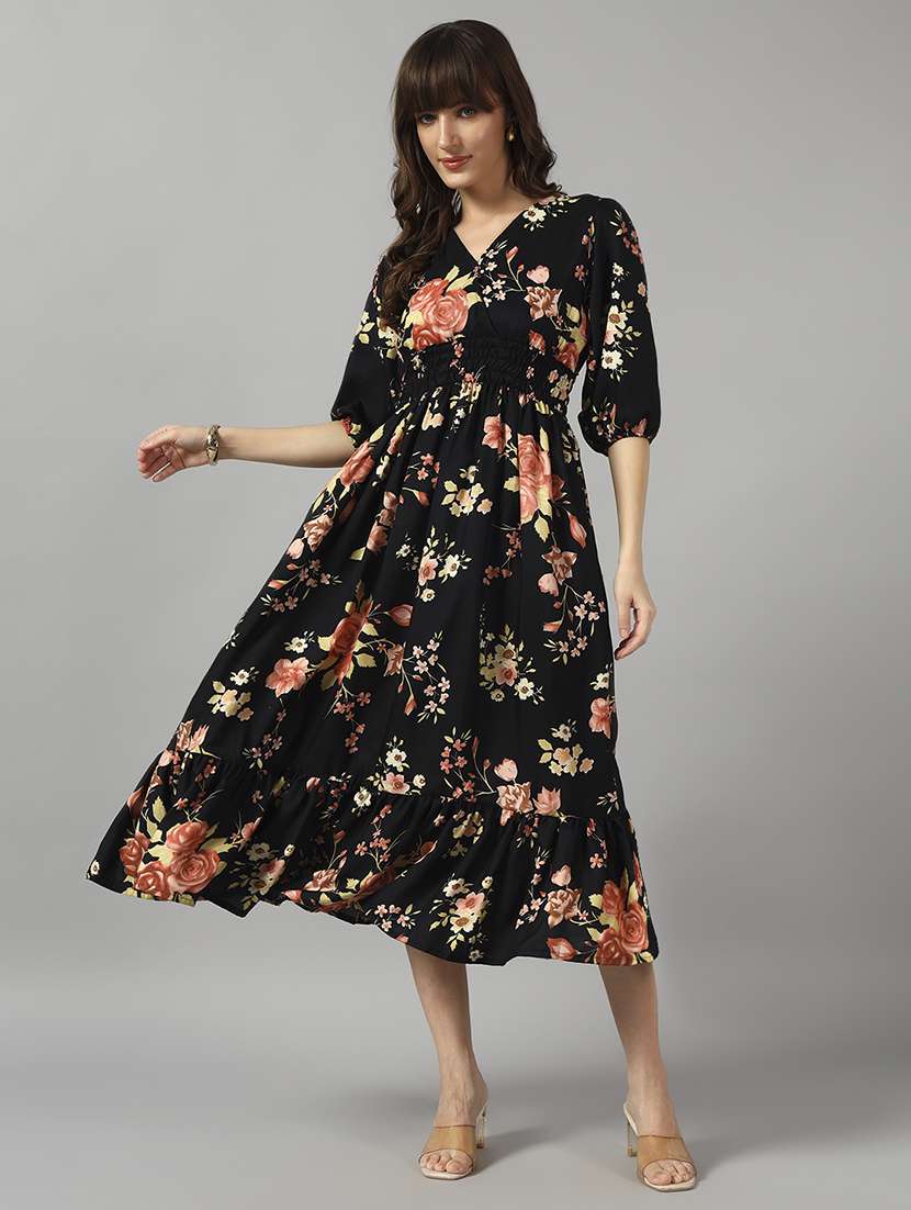 women printed puff sleeve tiered dress - 22090775 -  Zoom Image - 0