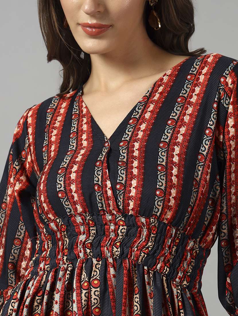 women printed puff sleeve tiered dress - 22090816 -  Standard Image - 3