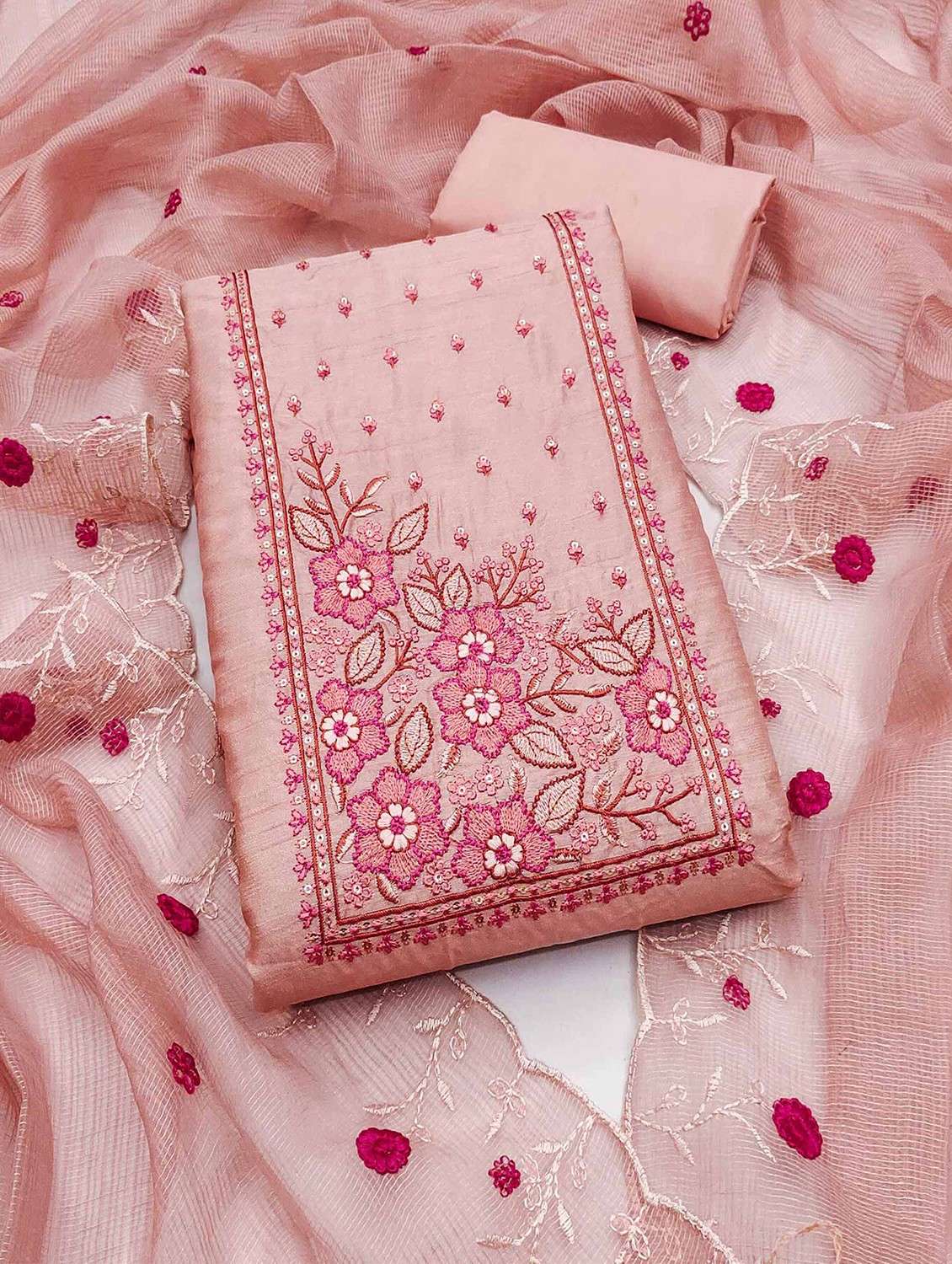 women solid with work embroidered unstitched suit set - 22091916 -  Zoom Image - 0