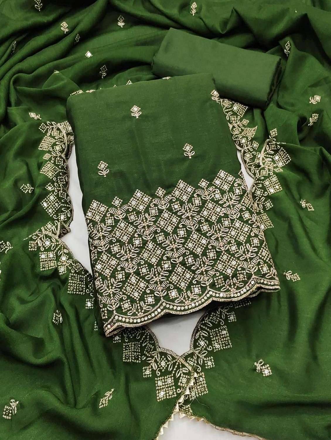 women solid with work embroidered unstitched suit set - 22091918 -  Zoom Image - 0