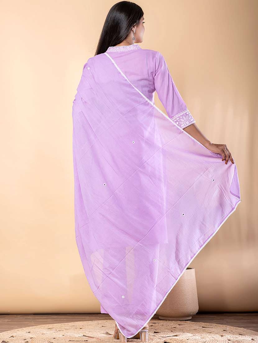 women embroidered three quarter sleeve kurta pant with dupatta set - 22092076 -  Standard Image - 3