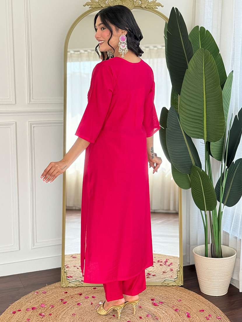 women embroidered three quarter sleeve kurta pant with dupatta set - 22092083 -  Standard Image - 3