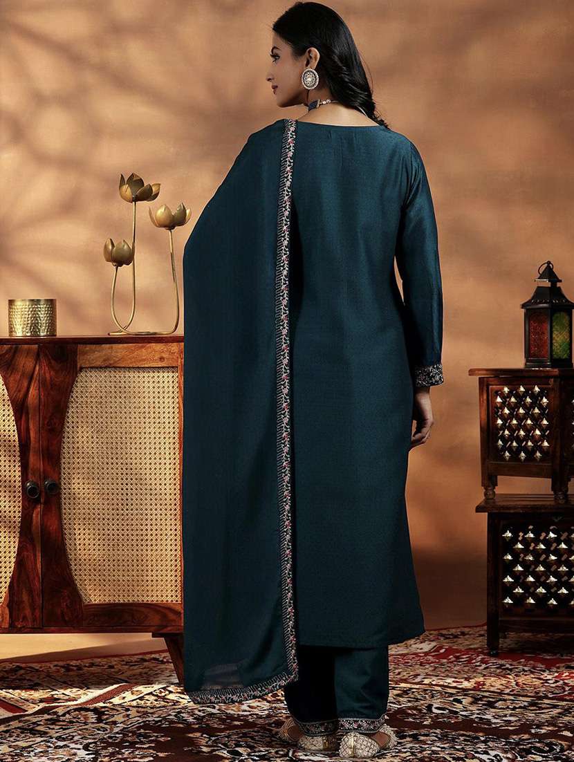 women embroidered long sleeve kurta pant with dupatta set - 22092084 -  Standard Image - 3