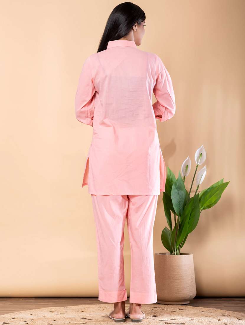 women solid with work long sleeve ethnic co-ord set - 22092090 -  Standard Image - 3