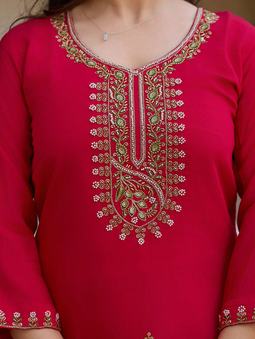 women embroidered three quarter sleeve kurta pant with dupatta set - 22092098 - Standard Image - 5