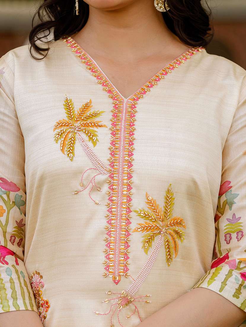 women embroidered three quarter sleeve kurta pant with dupatta set - 22092099 - Standard Image - 5