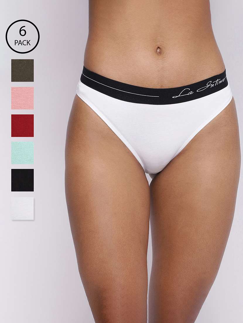 women pack of 6 solid low rise bikini panty