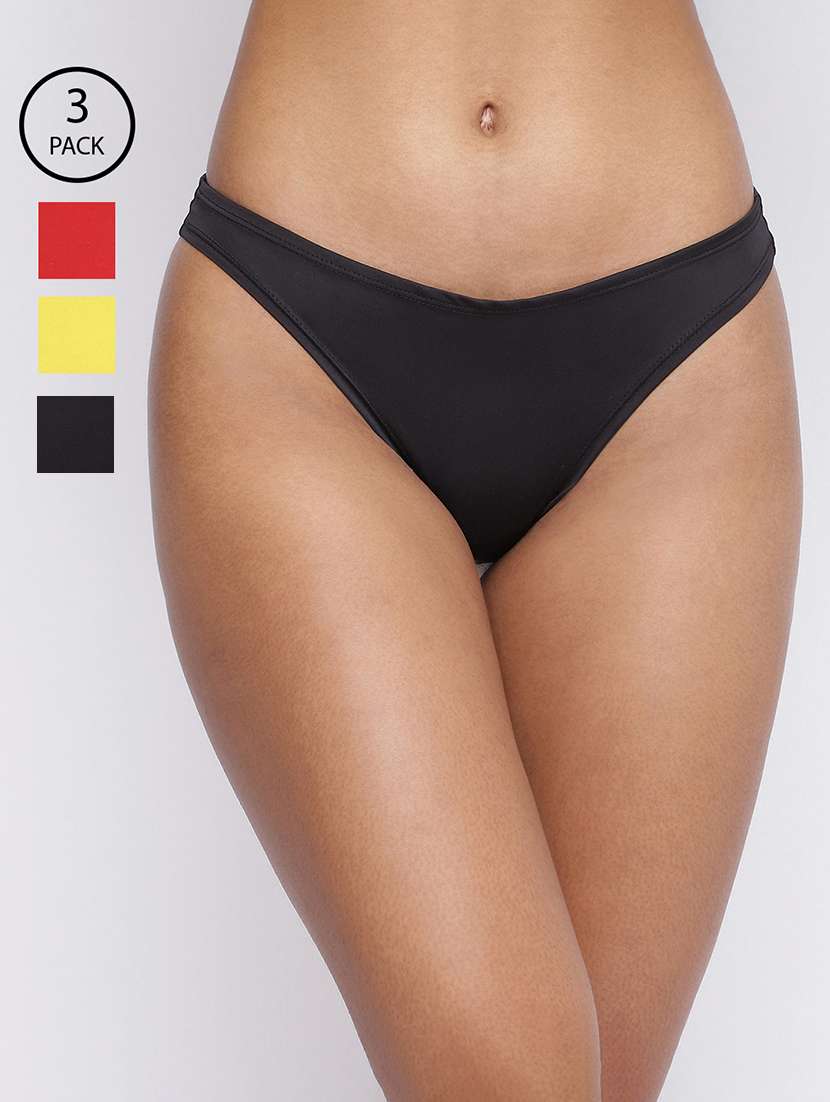 women pack of 3 solid low rise thongs