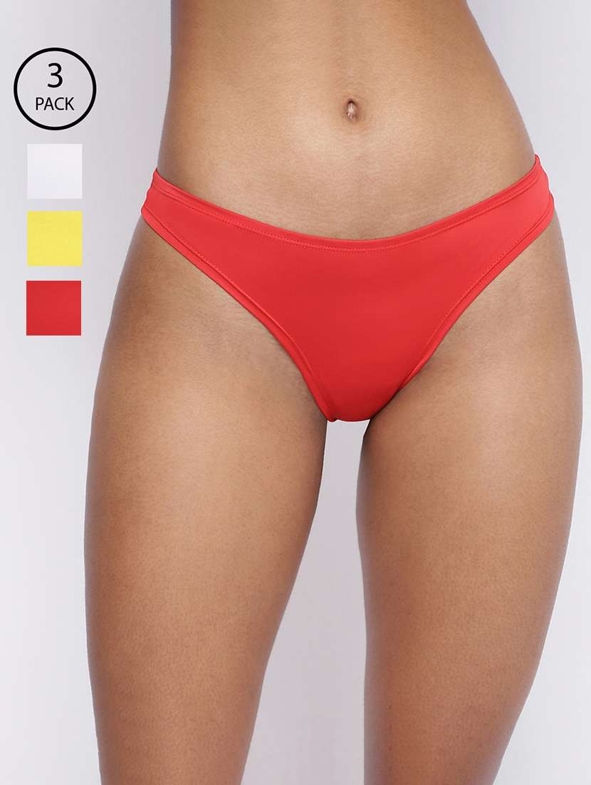 women pack of 3 solid low rise thongs