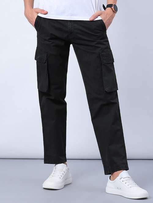 men solid mid rise regular fit cargo - 22092171 -  Standard Image - 0