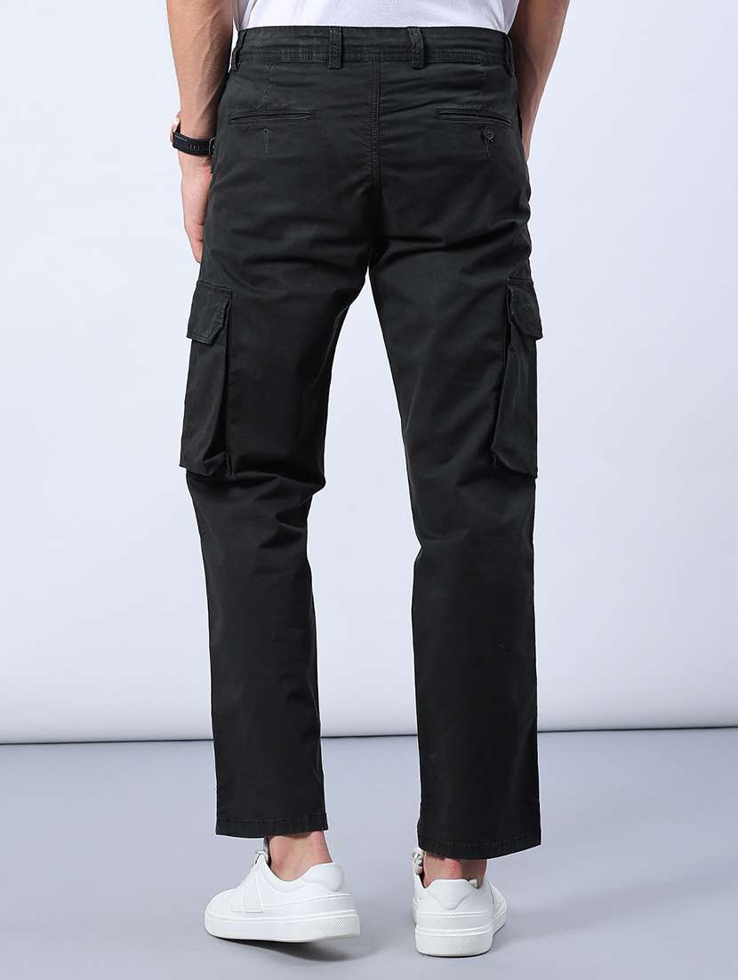 men solid mid rise regular fit cargo - 22092171 -  Standard Image - 3
