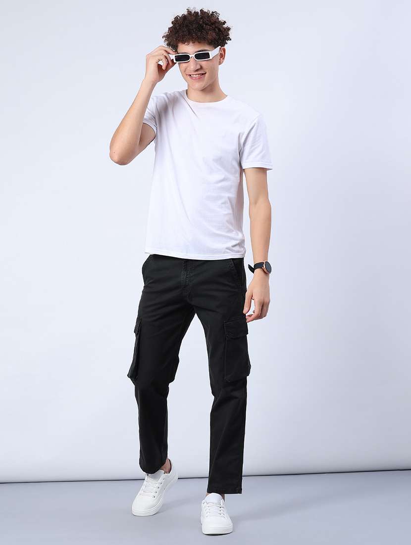 men solid mid rise regular fit cargo - 22092171 -  Standard Image - 5