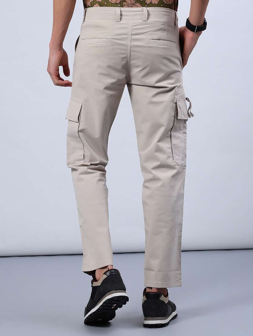 men solid mid rise regular fit cargo - 22092172 -  Standard Image - 3