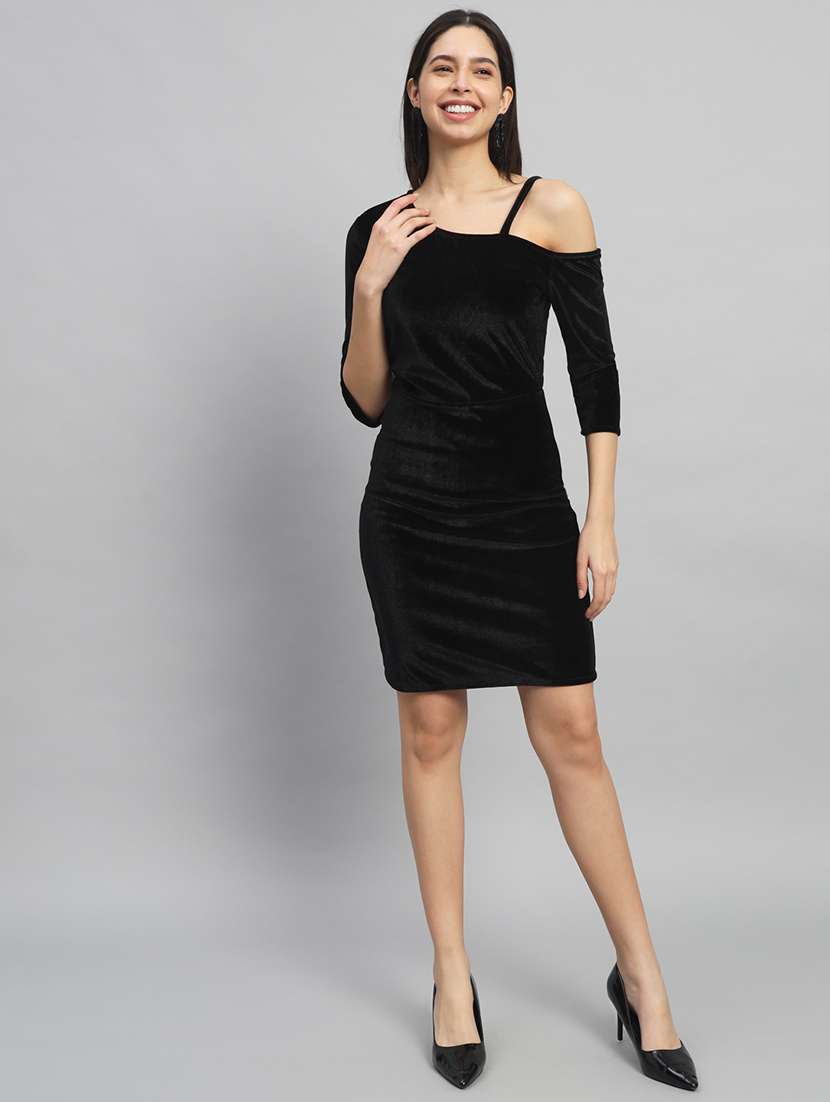 women solid single shoulder bodycon dress - 22092173 - Standard Image - 3
