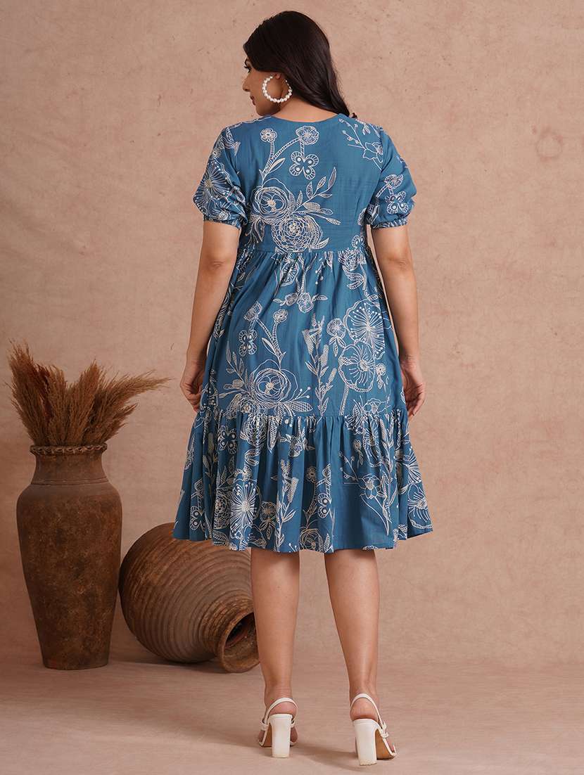women floral print puff sleeve tiered dress - 22092183 - Standard Image - 3