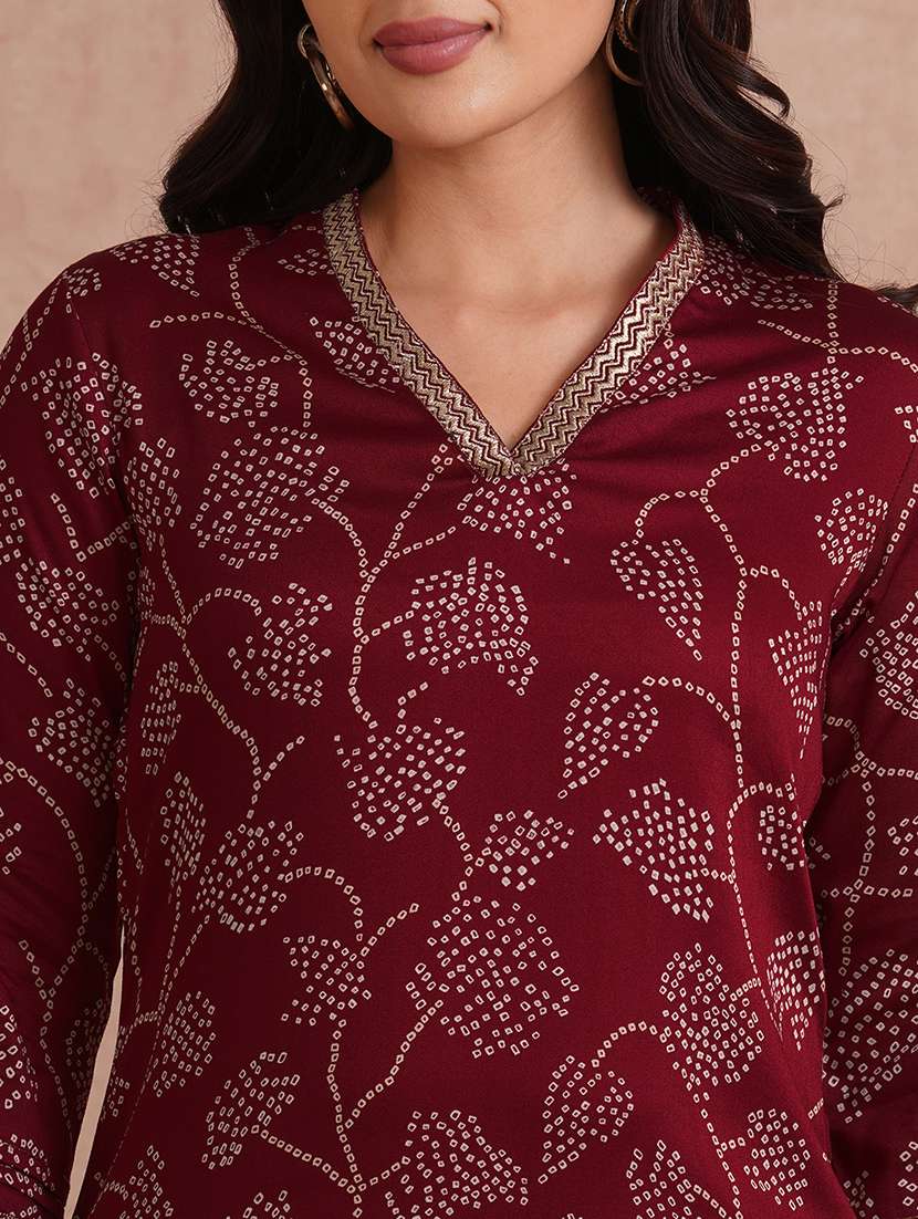 women printed three quarter sleeve straight kurta - 22092192 - Standard Image - 5