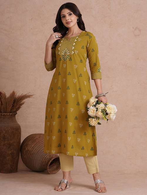 women printed three quarter sleeve a-line kurta  - 22092200 -  Standard Image - 0