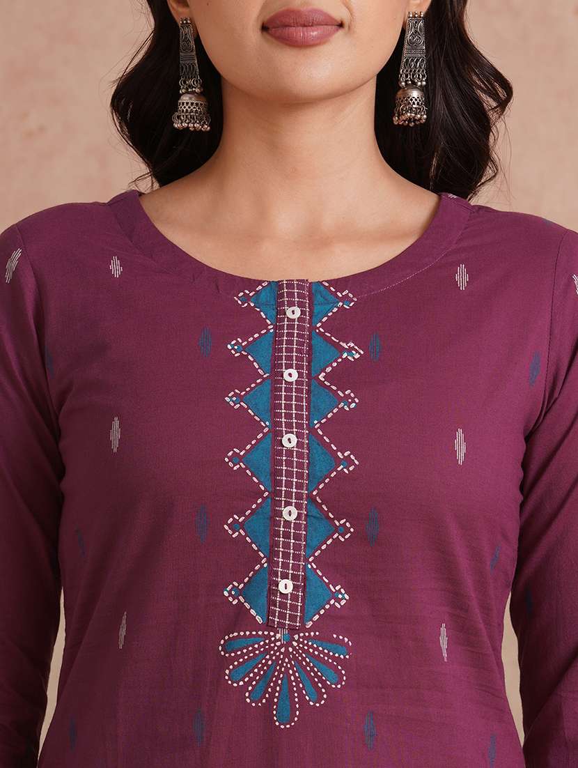 women printed three quarter sleeve straight kurta - 22092201 - Standard Image - 5