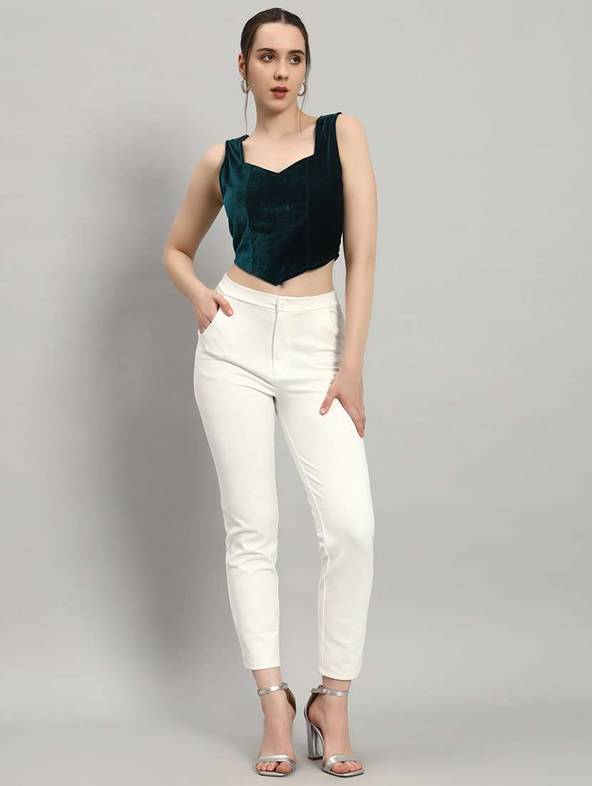 women solid sleeveless stitched velvet blouse - 22092209 - Standard Image - 3