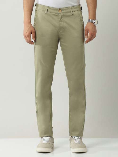 men solid mid rise flat front chinos trouser - 22092307 -  Standard Image - 0