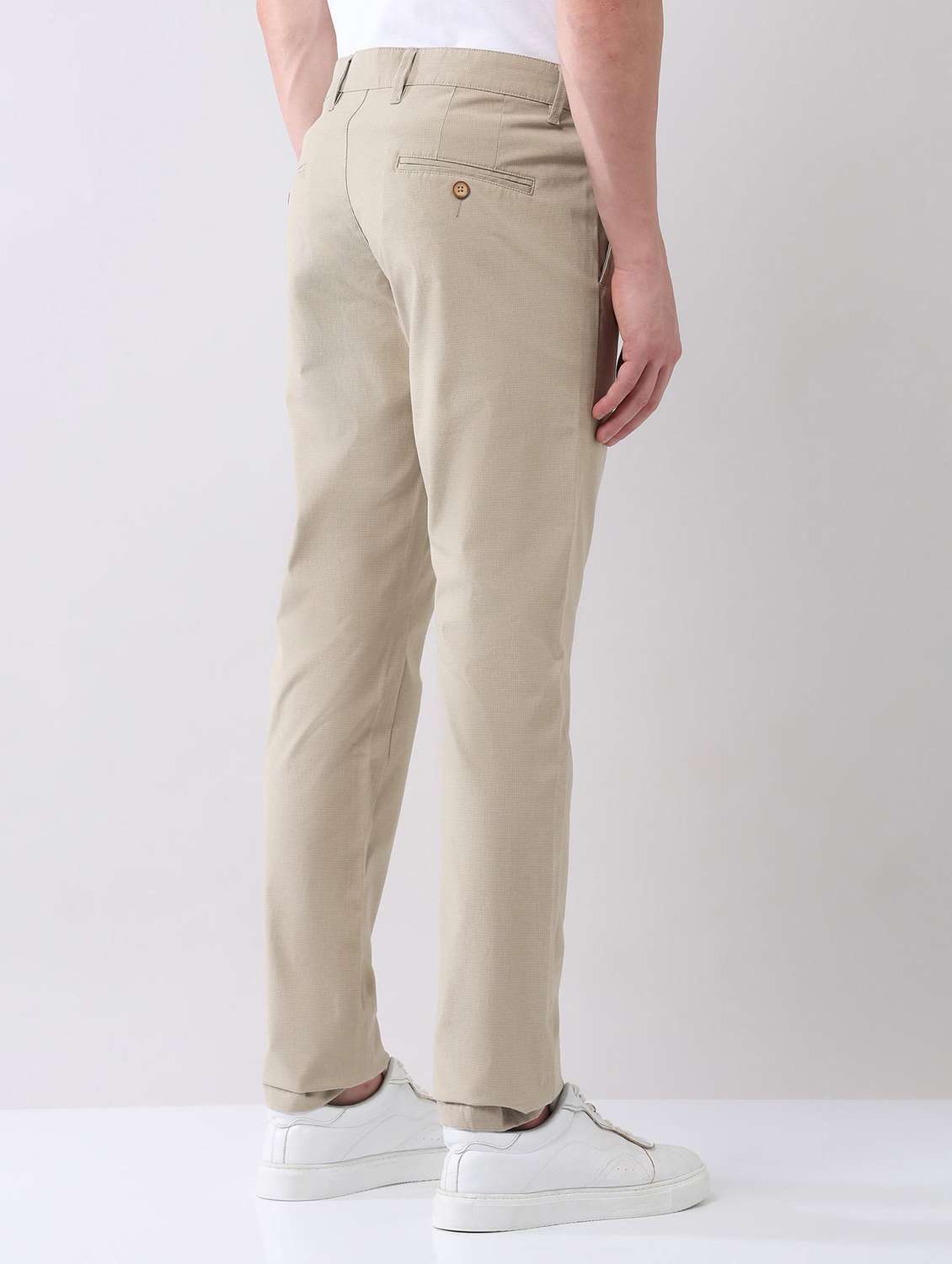 men solid mid rise flat front chinos trouser - 22092309 - Standard Image - 3