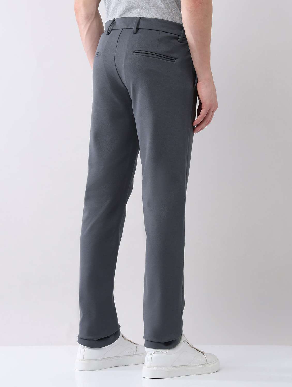 men solid mid rise flat front chinos trouser - 22092311 - Standard Image - 3