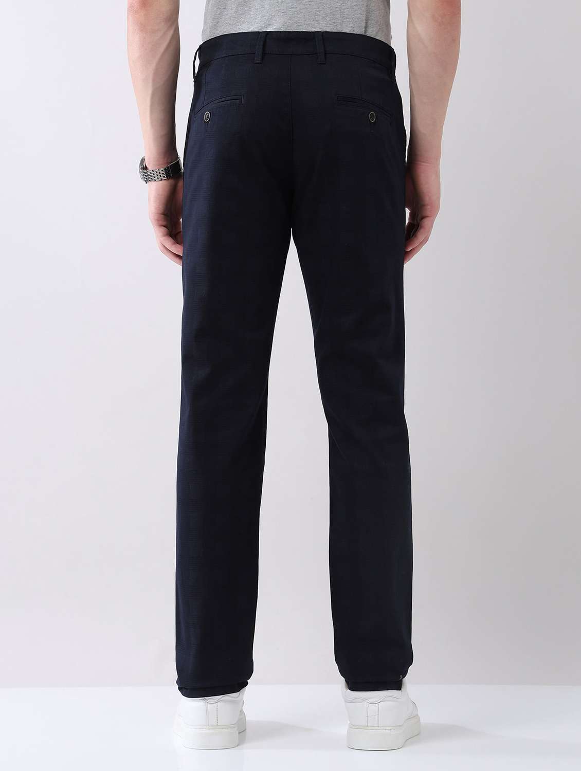 men solid mid rise flat front chinos trouser - 22092316 - Standard Image - 3