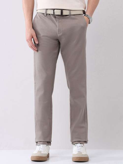 men solid mid rise flat front chinos trouser - 22092317 -  Standard Image - 0
