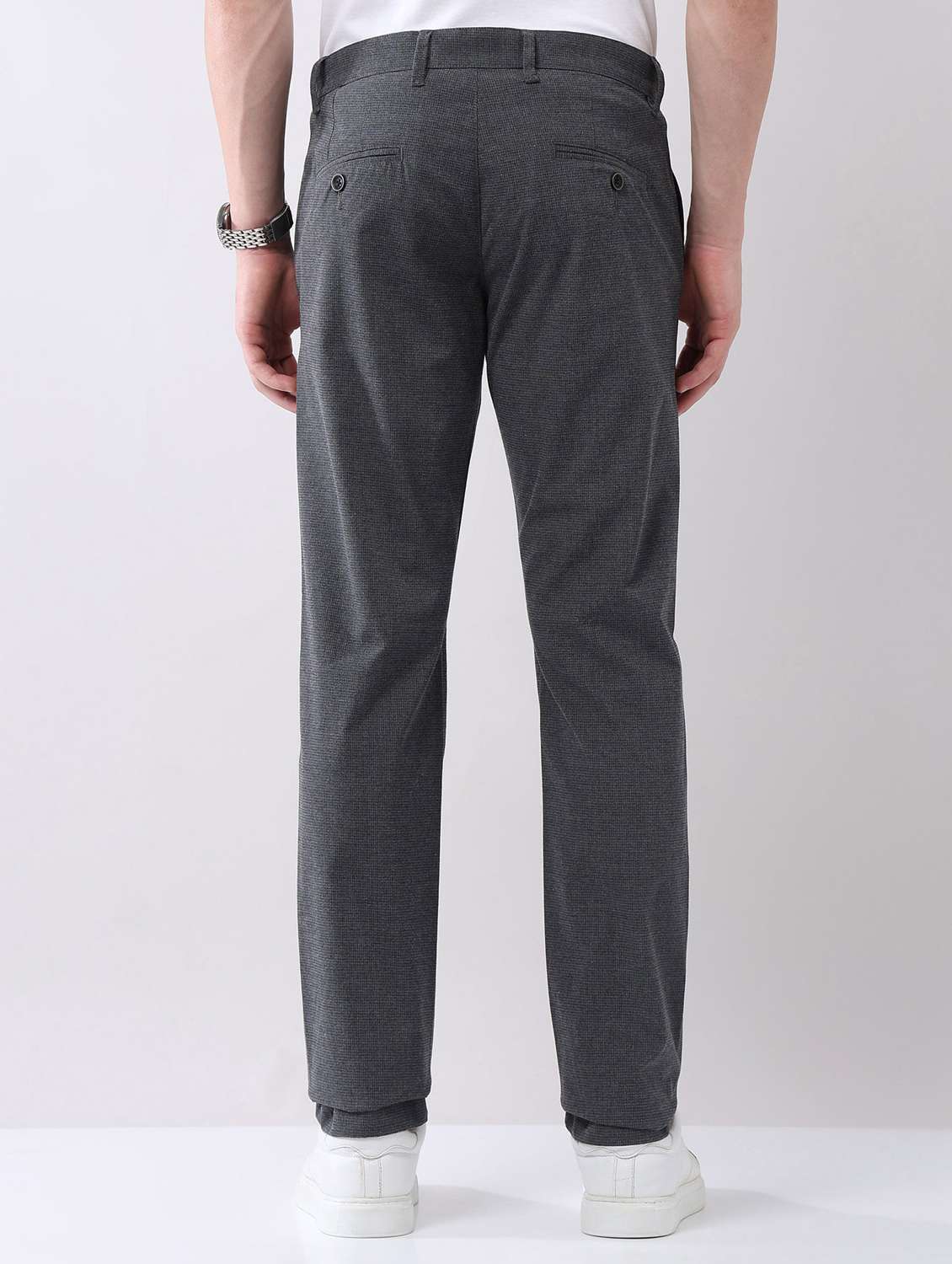 men solid mid rise flat front chinos trouser - 22092318 - Standard Image - 3