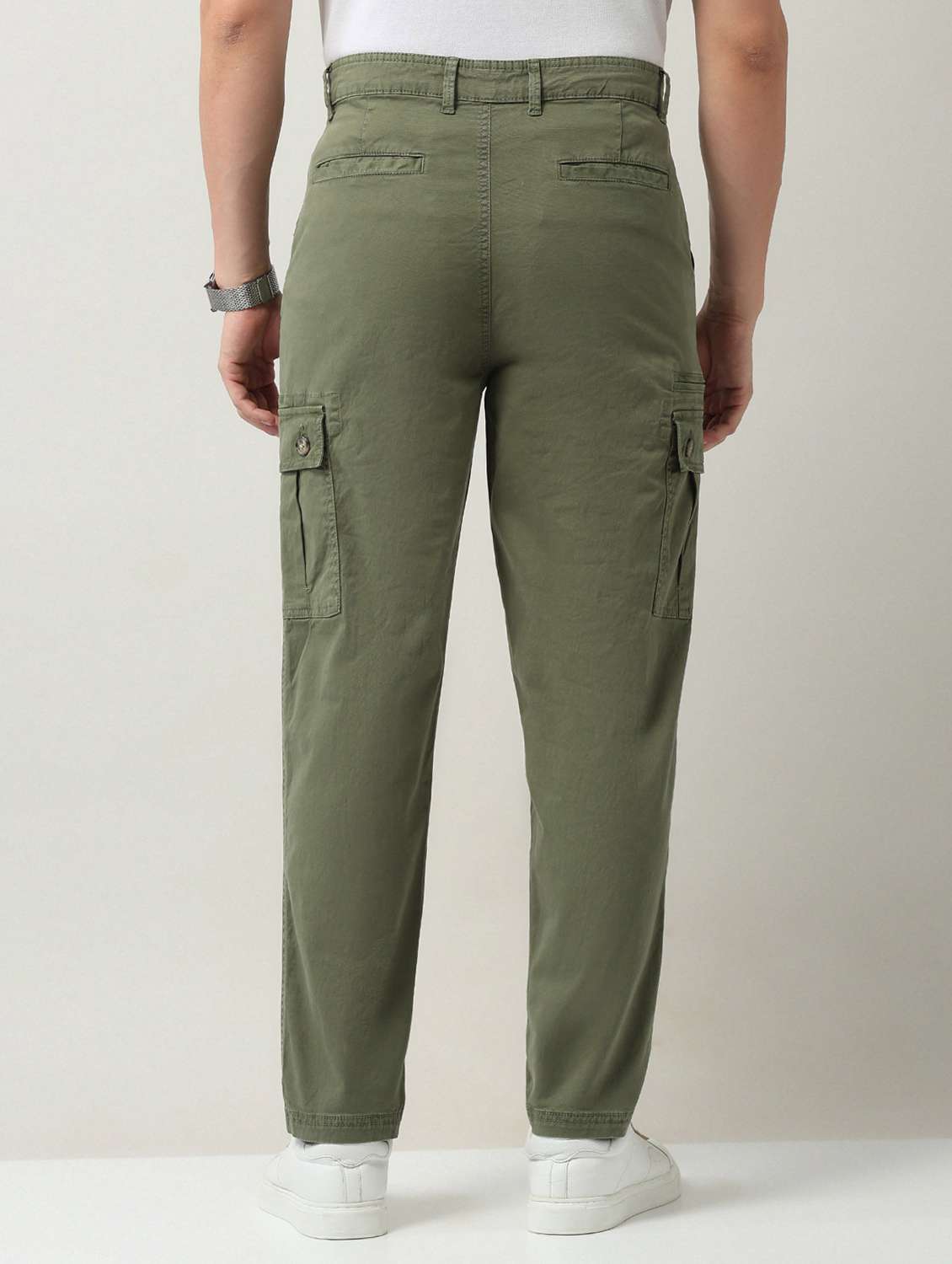 men solid mid rise relaxed fit cargo - 22092327 - Standard Image - 3