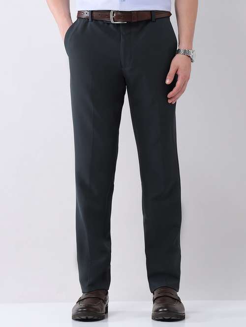 men solid mid rise flat front formal trouser - 22092336 - Standard Image - 0