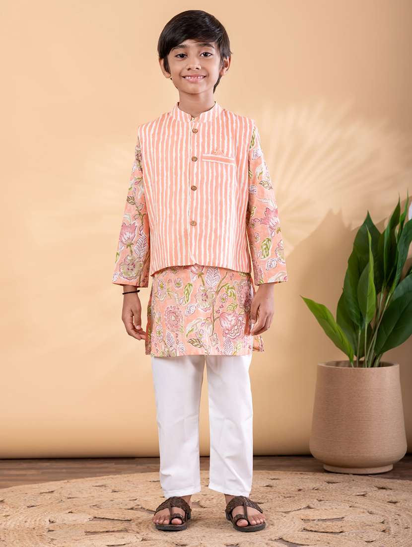 peach cotton kurta sets kurtas & set - 22092340 -  Zoom Image - 0