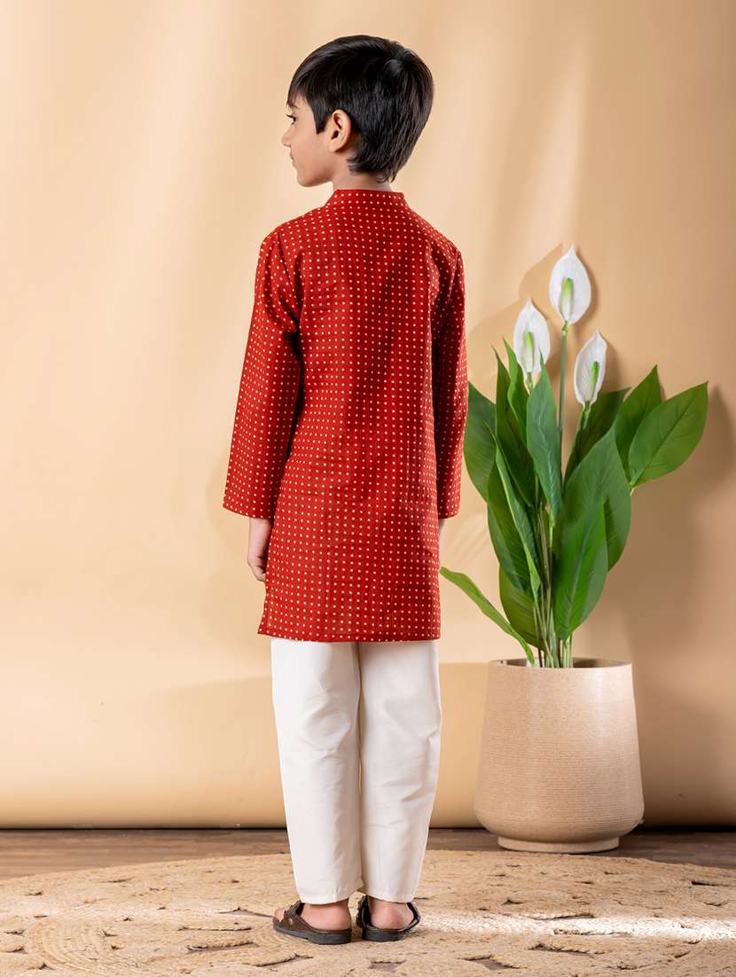 boys self design mandarin neck kurta pyjama set - 22092343 - Standard Image - 3