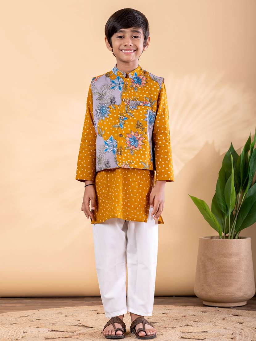 mustard cotton kurta sets kurtas & set - 22092354 -  Zoom Image - 0