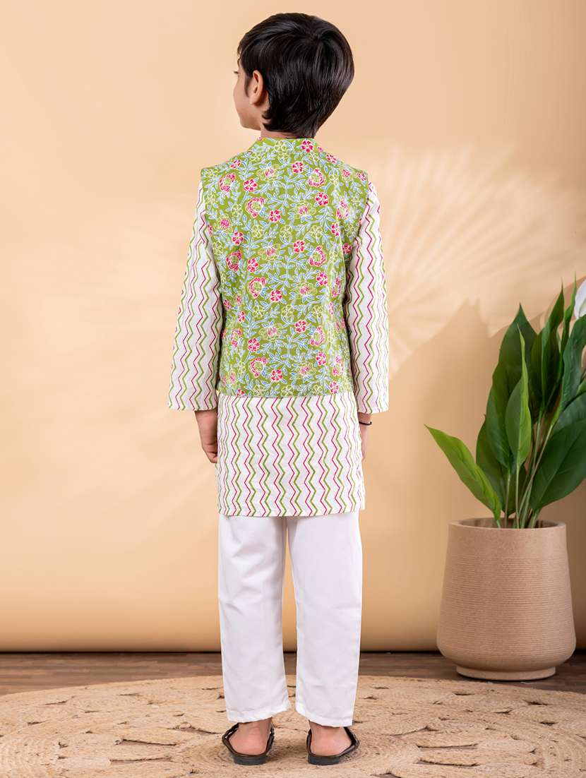 green cotton kurta sets kurtas & set - 22092356 - Standard Image - 3