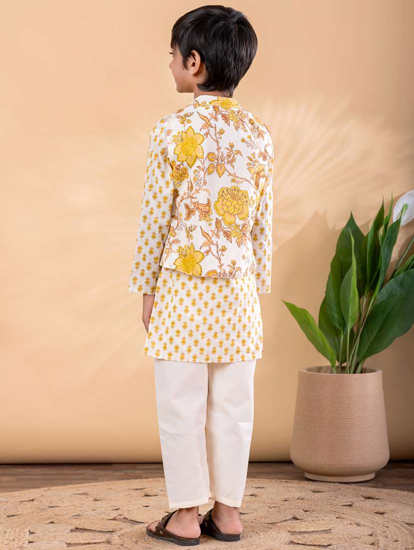 yellow cotton kurta sets kurtas & set - 22092357 -  Standard Image - 3