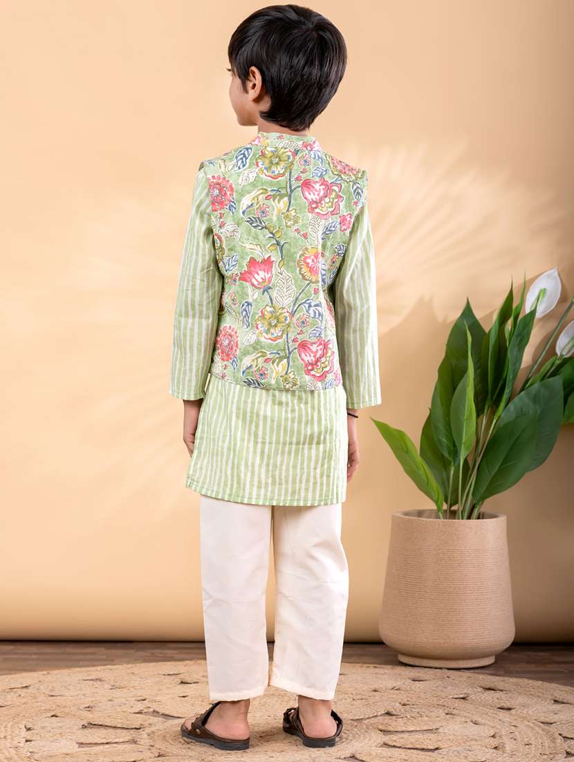 green cotton kurta sets kurtas & set - 22092358 - Standard Image - 3