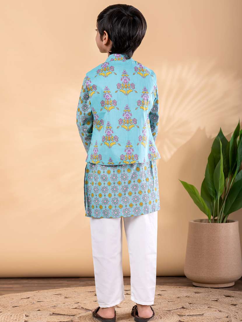 blue cotton kurta sets kurtas & set - 22092359 -  Standard Image - 3