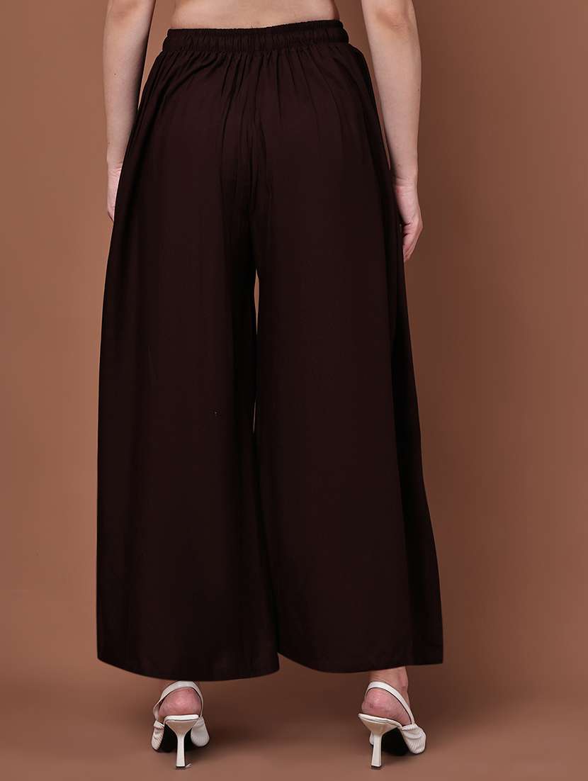 brown viscose palazzos - 22092361 -  Standard Image - 3