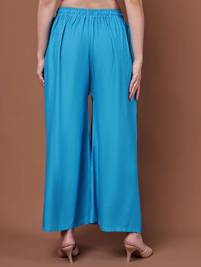blue viscose palazzos - 22092362 -  Standard Image - 3