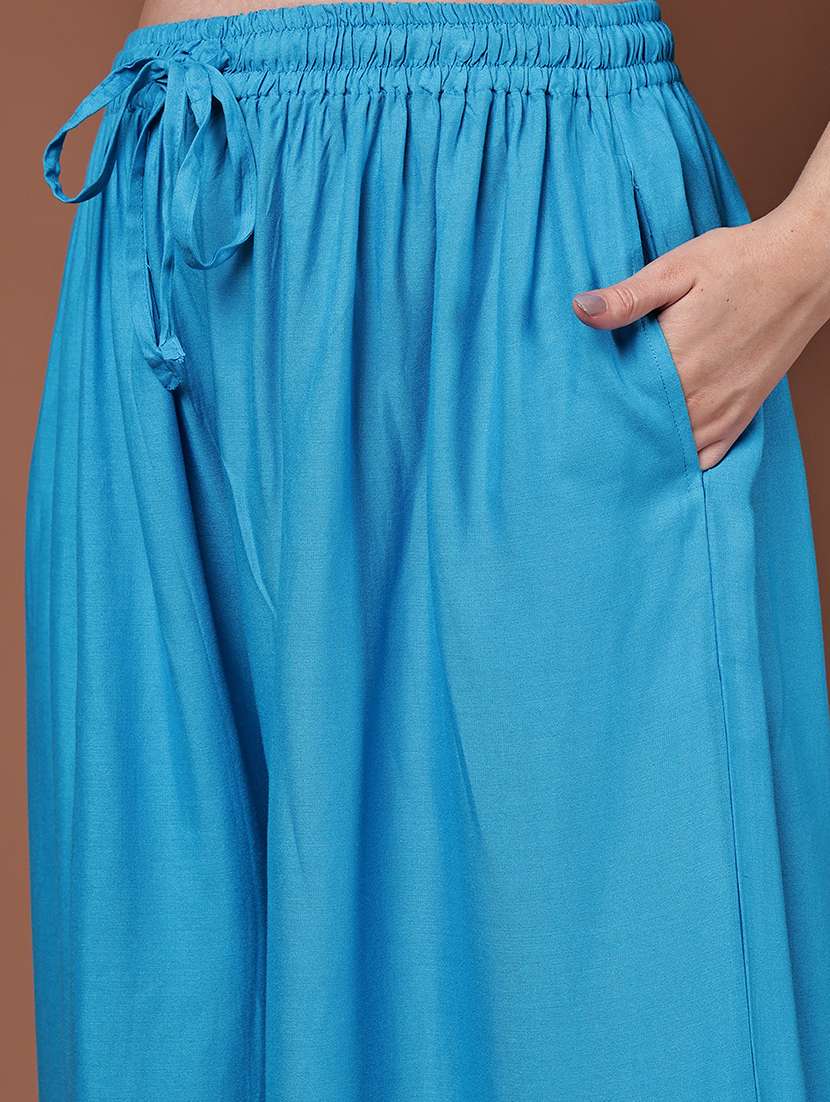 blue viscose palazzos - 22092362 -  Standard Image - 5
