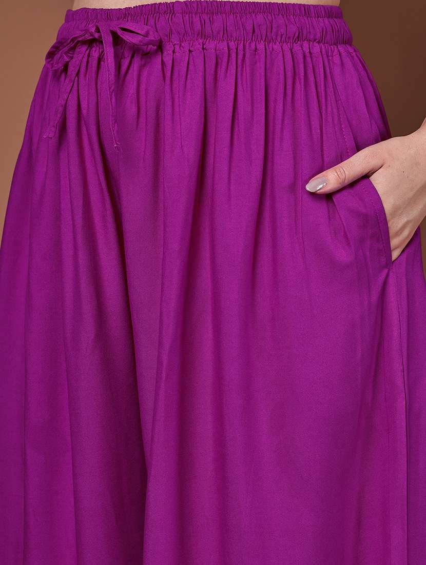 magenta viscose palazzos - 22092365 - Standard Image - 5