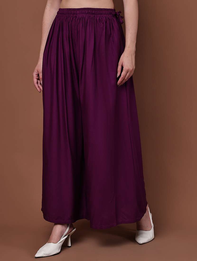 purple viscose palazzos - 22092366 - Standard Image - 3