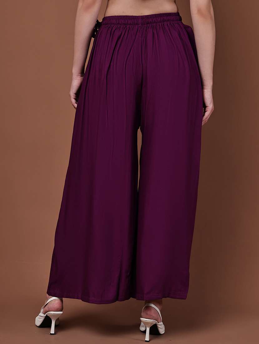purple viscose palazzos - 22092367 -  Standard Image - 3